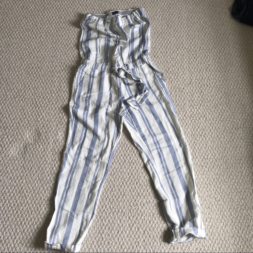 NEW WITH TAGS - LOFT blue/white strapless jumpsuit - Picture 2 of 5